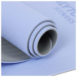 Коврик для фитнеса и йоги ONLYTOP, нескользящий, 183×61×0.6 см, цвет серый/фиолетовый