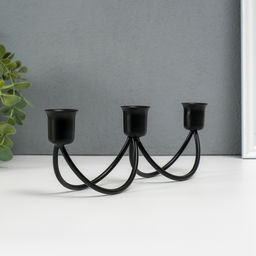 Металлический подсвечник на 3 свечи «Качели», чёрный, 8.5×26.5×5.5 см