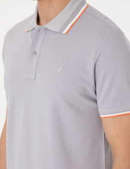 A__k Gri Slim Fit %100 Pamuk Polo Yaka Ti__rt