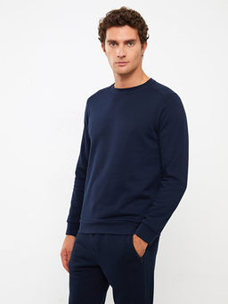 Bisiklet Yaka Uzun Kollu Erkek Kal?n Sweatshirt