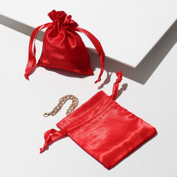 Цена за 50 шт. Мешочек подарочный атласный, 10x12см, цвет красный