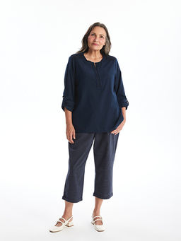 Ka??k Yaka Nak??l? Uzun Kollu Kad?n Bluz