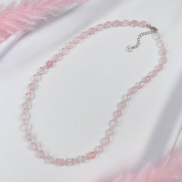 Бусы из Розового кварца огранка (Бразилия)