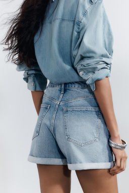 HIGH-WAIST MOM FIT TRF BERMUDA SHORTS - Zara фото 26