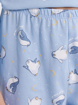 Пижама для девочек голубая с принтом пингвины - Mark formelle фото 8