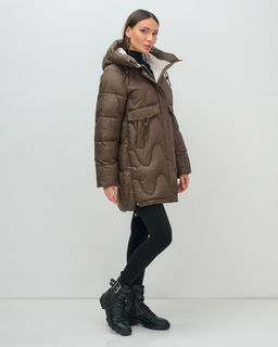 Куртка зимняя женская с капюшоном модная темно-коричневого цвета 7653TK Бренд: Visdeer  фото 16