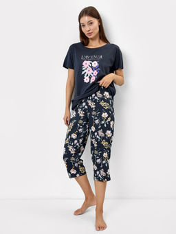 Комплект женский (бриджи, джемпер) в сером оттенке с цветами - Mark formelle фото 3