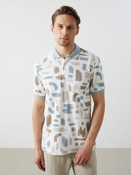 Polo Yaka K?sa Kollu Desenli Pike Erkek Ti??rt