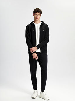 Kap??onlu Uzun Kollu Erkek Kal?n Fermuarl? Sweatshirt