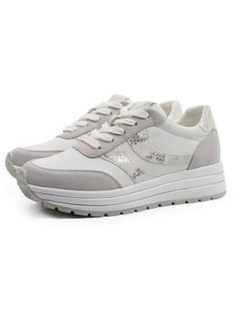 03-A1003-9 WHITE/LT. GRAY Кроссовки женские (натуральная кожа, натуральная замша)