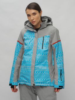 Горнолыжный костюм женский большого размера голубого цвета 02272-1Gl