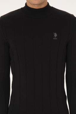 Erkek Slim Fit Yar_m Bal_k__ Yaka Siyah Kazak - U.s. polo assn фото 6