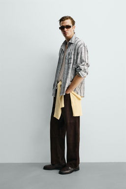 CAMISA RELAXED FIT CUADROS / Gris perla - Zara фото 4