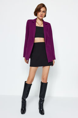 Koyu Mor Regular Astar Detayl? Dokuma Blazer Ceket TWOAW20CE0316