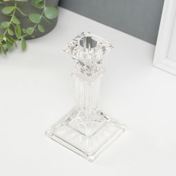 Стеклянный подсвечник на 1 свечу «Колонна с прямоугольная», прозрачный, 16.5×8.3×8.3 см