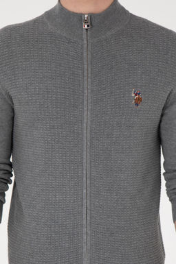 Мужской серый меланжевый базовый трикотажный кардиган Неожиданная скидка в корзине - U.s. polo assn фото 6