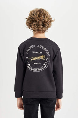 Толстый свитшот с принтом для мальчиков с круглым вырезом - Defacto фото 6