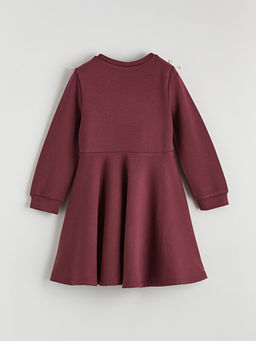 Bisiklet Yaka Bask?l? K?z ?ocuk Elbise