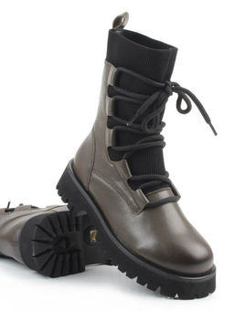 01-XKL21-195R DK. GREEN Ботинки демисезонные женские (натуральная кожа, байка)