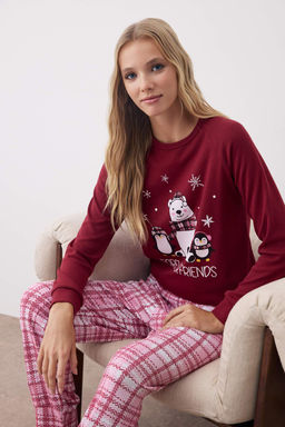 Trendyolmilla Fume Ay?c?kl? ve Penguen Bask?l? Ekoseli Yumos Orme Pijama Tak?m? THMAW22PT0395 фото 7