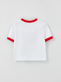 Bisiklet Yaka Mickey Mouse Bask?l? K?sa Kollu K?z ?ocuk Ti??rt - Waikiki фото 2