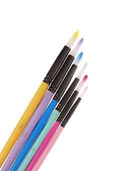 Набор кистей для рисования, синтетика, 6 штук: № 2, 4, 6, 8, 10, 12, круглые, с цветными ручками, пастель