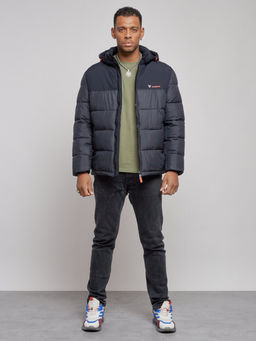 Куртка мужская зимняя с капюшоном спортивная великан темно-синего цвета 8377TS - Wonderrman фото 2