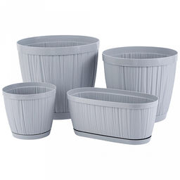 Ingreen Горшок для цветов пластмассовый Barcelona 6,5л, д24см, h21,2см, утренний туман (Россия) - Домашняя Мода фото 5