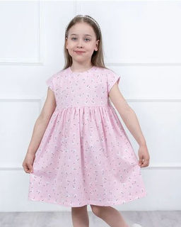 Платье ЛИЛИ без карм.,цвет одуванчики на розовом,100% хлопок,кулирка