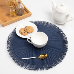 Набор салфеток 2 шт.Доляна Бохо,цв.синий, d 38 см