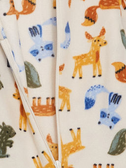 Bisiklet Yaka Uzun Kollu Desenli Unisex Bebek Tulum