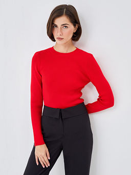 Bisiklet Yaka Dokulu Kad?n Triko Kazak