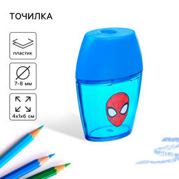 Цена за 12 шт. Точилка пластиковая, синяя, Человек-паук