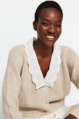 Tas Crop Gomlek Garnili Detayl? V Yaka Triko H?rka TWOAW24HI00221