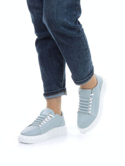 03-PDD135-2 GRAY/LT. BLUE Полуботинки спортивные женские (натуральная кожа)