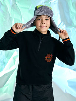 Dik Yaka Nak??l? Uzun Kollu Polar Erkek ?ocuk Sweatshirt