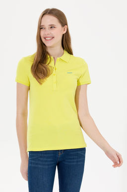 U. S. Polo Assn Женская неоново-желтая базовая футболка с воротником-поло - U.s. polo assn фото 3