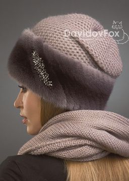 Комплект Лия норка трикотаж зефир косынка