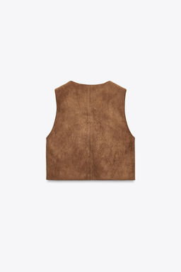 FAUX SUEDE WAISTCOAT WITH BEADED EMBROIDERY