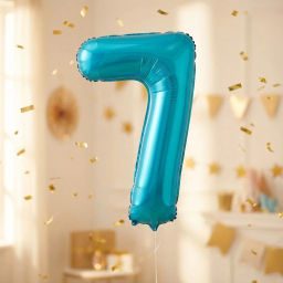 Шар фольгированный 32/81см "Цифра "7" (голубой)
