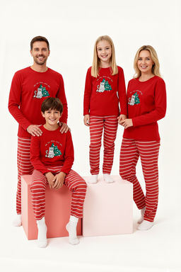 K?rm?z? Yumusak Dokulu Bask?l? Regular Orme Unisex Cocuk Pijama Tak?m? TKDAW26PT00004 - Trendyolmilla фото 9