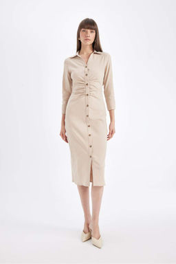 Бенгалинское платье миди с короткими рукавами - Defacto фото 4