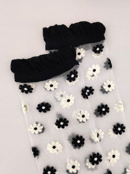 Носки Прозрачные р.35-40 Ромашки Черные - Krumpy фото 4