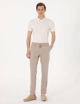 Bej Ex. Slim Fit Beli Lastikli Kordonlu Klasik Jogger Pantolon
