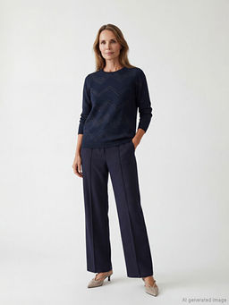 Bisiklet Yaka Desenli Kad?n Triko Kazak