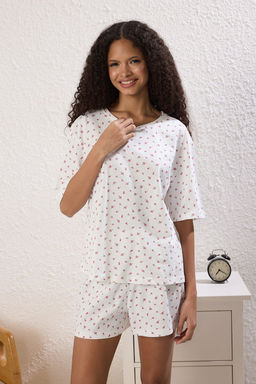 Trendyolmilla Cok Renkli 3lu Paket %100 Pamuklu Cicekli Sortlu Orme Pijama Tak?m? THMSS25PT00419  фото 6