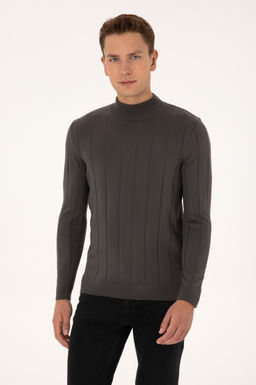 Erkek Slim Fit Yar_m Bal_k__ Yaka Gri Kazak - U.s. polo assn фото 3