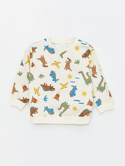 Bisiklet Yaka Uzun Kollu Bask?l? Erkek Bebek Sweatshirt