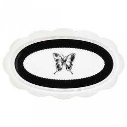 "Махаон" Блюдо фарфоровое 285х165х25мм, 300мл, овальное, волнистый край, с деколью, черный/белый, в коробке (Китай)