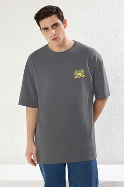 TRENDYOL MAN Antrasit Unisex Oversize/Genis Kesim Bask?l? %100 Pamuk T-Shirt TMNSS25TS00031 - Trendyolmilla фото 28